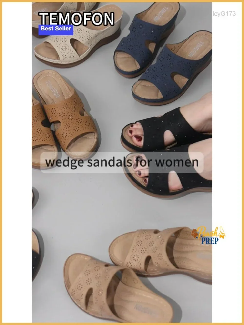 Soft PU Leather Wedge Sandals with Arch Support Slip On